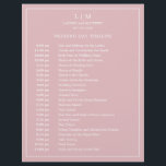 Simple Light Pink Monogram Wedding Timeline<br><div class="desc">Simple Wedding Timeline featuring a modern yet elegant design with your two letter monogram at the top and your details surrounded by a thin border. All text is in white over a dusty rose pink background and may be changed to any colours you wish by clicking the "customise" button. A...</div>