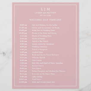 Simple Light Pink Monogram Wedding Timeline