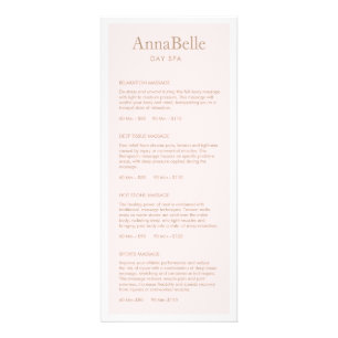 Simple  Light Pink Spa Salon Price List Menu
