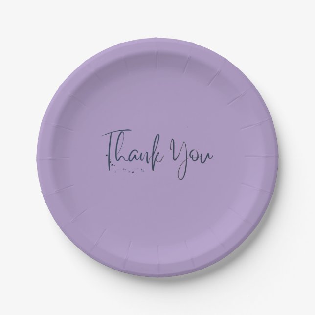Simple light purple family picnic paper plates  (Front)