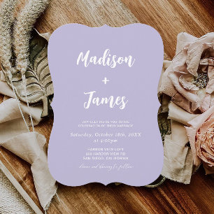 Simple Light Purple lavender Photo Wedding Invitation