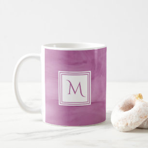 Simple Light Purple Subtle Marble Modern Monogram Coffee Mug