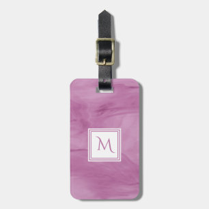 Simple Light Purple Subtle Marble Modern Monogram Luggage Tag