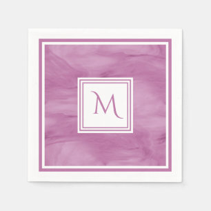 Simple Light Purple Subtle Marble Modern Monogram Napkin
