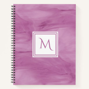 Simple Light Purple Subtle Marble Modern Monogram Notebook