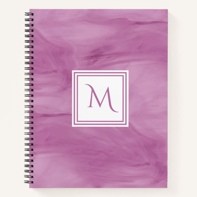 Simple Light Purple Subtle Marble Modern Monogram Notebook (Front)