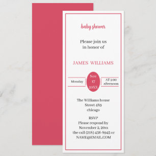 Simple Light Red Baby Shower Invitation