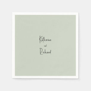 Simple Light Sage Custom Wedding Cocktail II Napkin