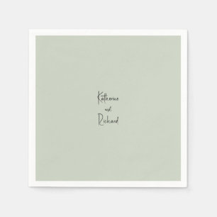 Simple Light Sage Custom Wedding Cocktail Napkins