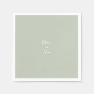 Simple Light Sage Custom Wedding Cocktail  Napkins