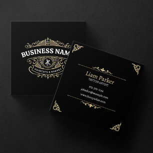 Simple Light Tan Vintage BarberShop Hairstylist Square Business Card