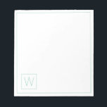 Simple Light Teal and White Monogram Notepad<br><div class="desc">This monogrammed notepad features a simple and minimal monogram in soft light teal and white that you can personalise with your choice of initial.  Great for gift bags.</div>