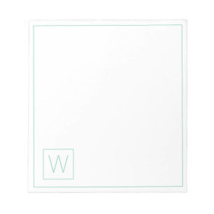 Simple Light Teal and White Monogram Notepad