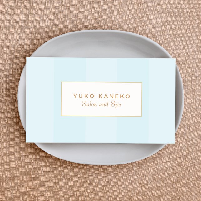 Simple Light Turquoise Blue Striped Elegant Business Card (Creator Uploaded)