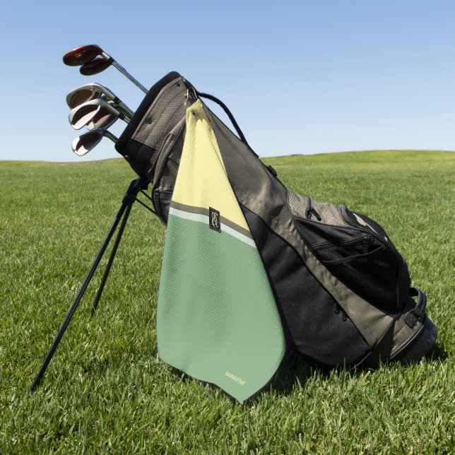 Simple Light Yellow and Asparagus Green Two Tone Golf Towel (Green)