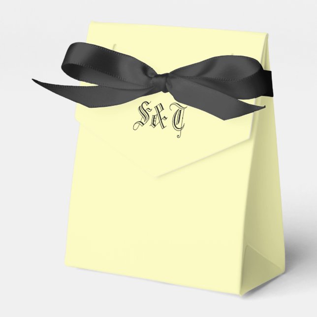 Simple Light Yellow Monogrammed Favour Boxes (Front Side)
