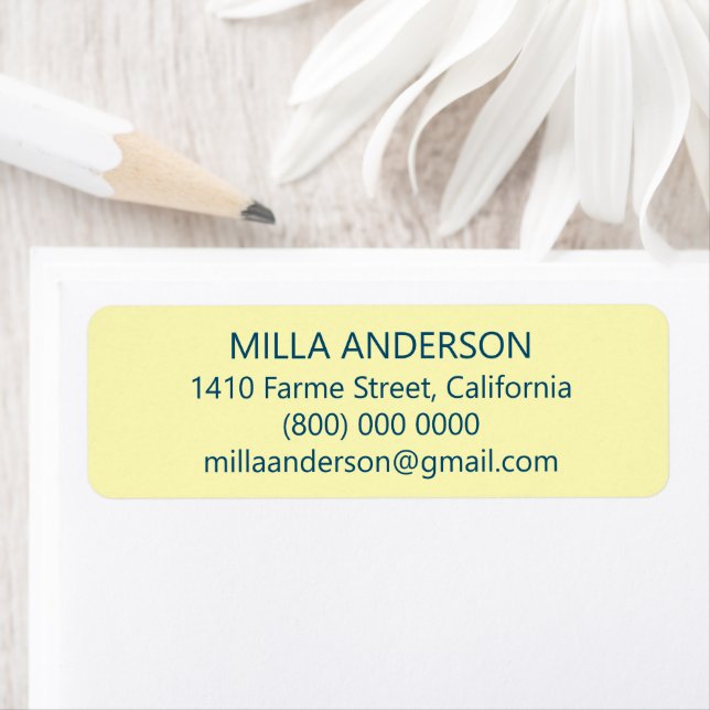 Simple light-yellow return address label (Insitu)