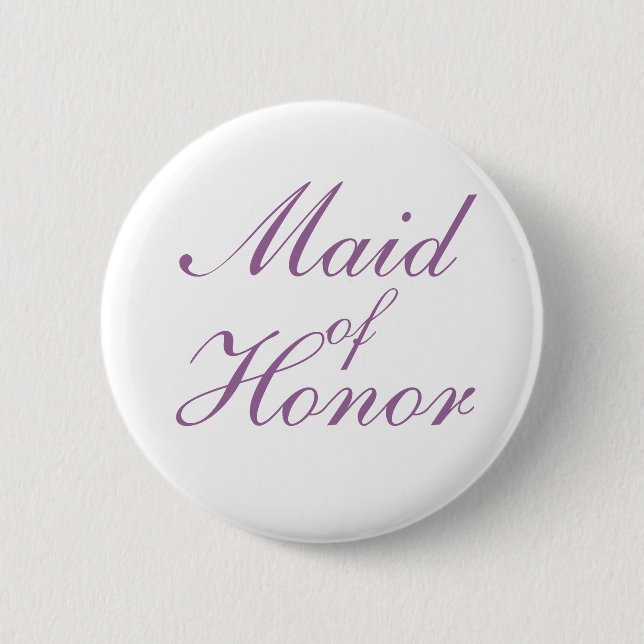 Simple lilac and white Maid Of Honour Button (Front)