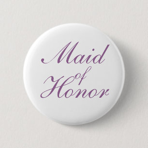 Simple lilac and white Maid Of Honour Button