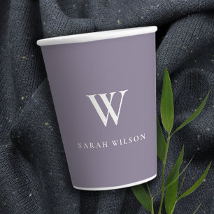 Simple Lilac Custom Promotional Business Monogram Paper Cups