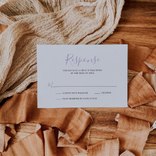 Simple Lilac Elegant Wedding RSVP Card