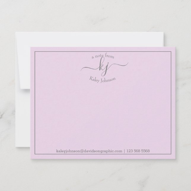 Simple Lilac Script From The Desk Of Note Card (Front)