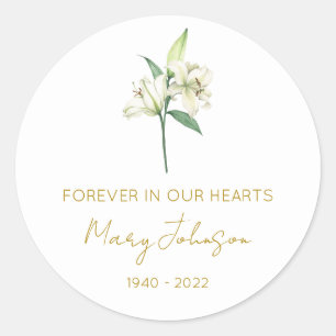 Simple Lily Memorial  Classic Round Sticker