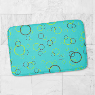 Simple Lime and brown circles on Turquoise Pattern Bath Mat