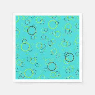 Simple Lime and brown circles on Turquoise Pattern Napkin