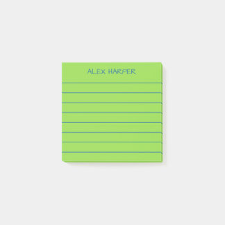 Simple Lime & Blue Add Name Lined Post-it Notes