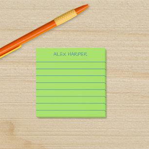 Simple Lime & Blue Add Name Lined Post-it Notes