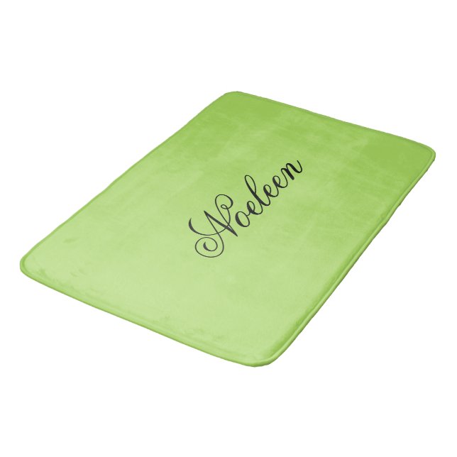 Simple lime colour custom name bath mat (Angled)