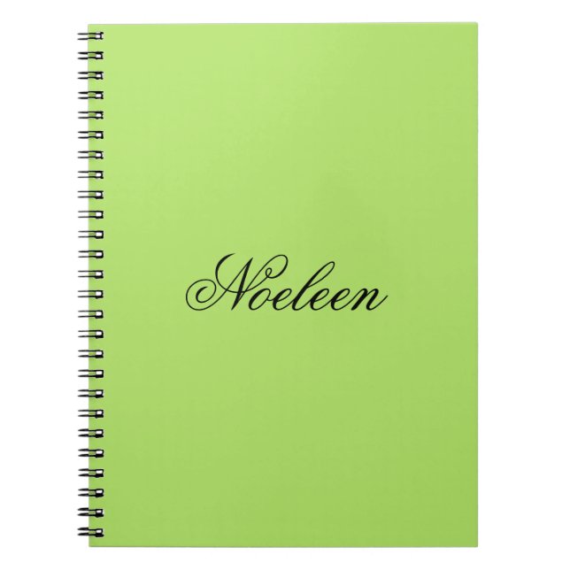 Simple lime colour custom name notebook (Front)