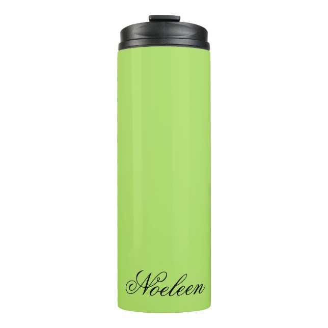 Simple lime colour custom name thermal tumbler (Front)
