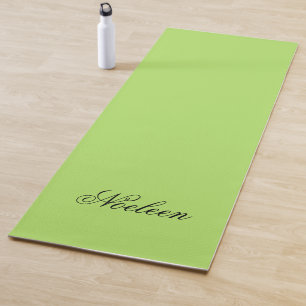 Simple lime colour custom name yoga mat