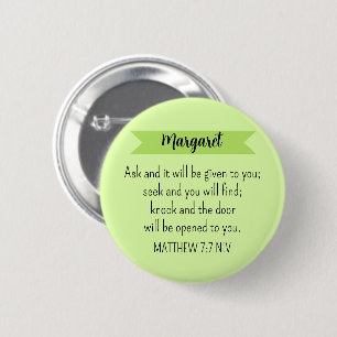 Simple Lime Green Ask God Bible Verse Christian 6 Cm Round Badge
