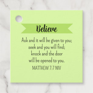 Simple Lime Green Ask God Bible Verse Christian Favour Tags