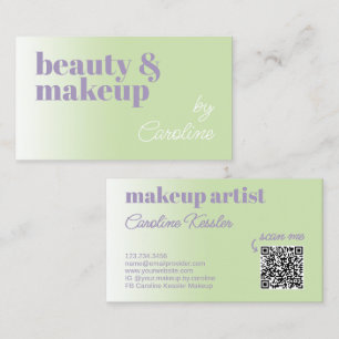 Simple Lime Green Lavender Violet White Typography Business Card