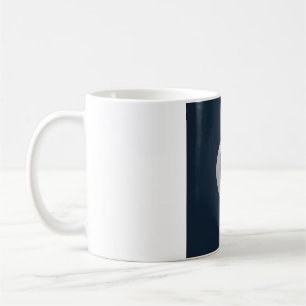 Simple Line Art Moon Phase Mug - Deep Navy And Sil