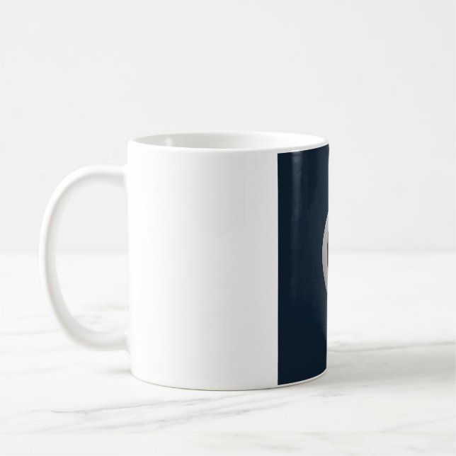 Simple Line Art Moon Phase Mug - Deep Navy And Sil (Left)