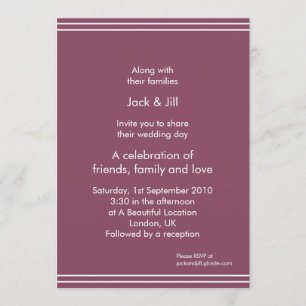 Simple line (aubergine) 5x7 invitation