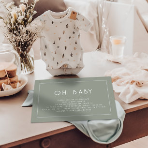 Simple Line Border Sage Green Oh Baby Shower Invitation