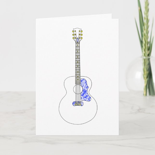 Simple Line drawing Acoustic Guitar Cool Art Music Card (Front)