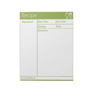 Simple Line-less Green Recipe Page Notepad