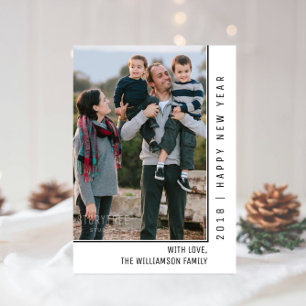 Simple Line New Year's Photo Card Black