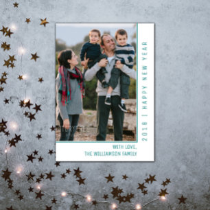 Simple Line New Year's Photo Card Teal