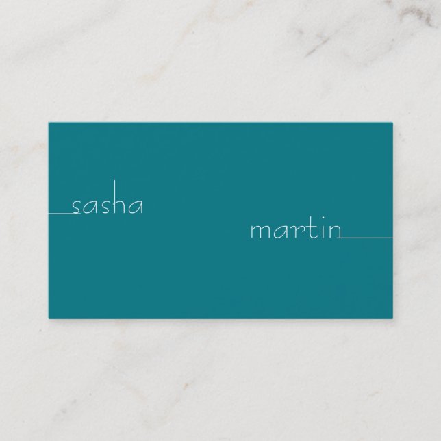 Simple Line to Text (cerulean) Business Card (Front)