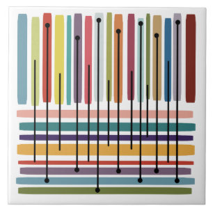 Simple Lines Abstract Art Colourful Ceramic Tile