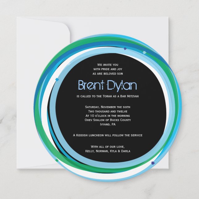 Simple Lines Bat Bar Mitzvah - Earth5 Invitation (Front)