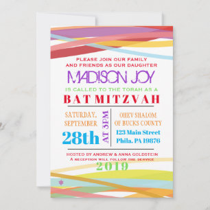 Simple Lines Bat Bar Mitzvah Invitation